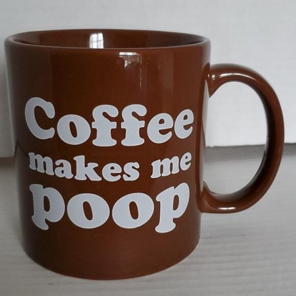 2 Coffee Makes Me Poop Mugs Cups Brown CONTAINERS - Picture 3 of 16